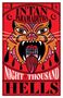 Text: "INTAN PARAMADITHA", "NIGHT OF A THOUSAND HELLS". Illustration eines stilisierten Tigers mit offenem Maul; darin ein Haus., Buch