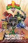 „Mighty Morphin Power Rangers: Megazords & Monsters.“ Illustration mit großen, farbenfrohen Robotern und Power Rangers., Buch