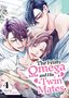 „The Feisty Omega and His Twin Mates“. Drei Manga-Charaktere eng beieinander, lächeln harmonisch, halten ein Buch., Buch