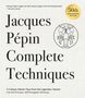 "Jacques Pépin Complete Techniques" oben Thomas Keller Zitat, rechts gelber Sticker "50th Anniversary Edition", Zeichnung Hummer., Buch