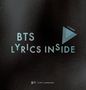 "BTS Lyrics Inside" und "10 Songs" auf einem stilisierten, dunklen Hintergrund mit grafischem Design-Element.