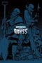 "EPITAPHS FROM THE ABYSS" in der Mitte. Dunkle, gruselige Illustration mit Skeletten und unheimlichen Figuren., Buch