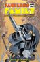 „Faceless and the Family“, „Maze of the Mechanical Aliens“, „Matt Lesniewski“. Illustration eines Roboters mit Stadt im Hintergrund., Buch
