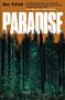 Text: Ben Tufnell, Paradise, Zitat von Amy Twigg. Illustration: Ein dichter, dunkler Wald vor orangem Himmel.