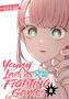 „Young Ladies Don’t Play Fighting Games 8“. Illustration eines Mädchens mit großen Augen und rosa Haaren, die ernst schaut., Buch