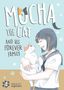 Der Text lautet: "MOCHA THE CAT AND HIS FOREVER FAMILY". Illustration eines Mädchens, das eine Katze im Arm hält., Buch