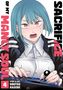 Eine Manga-Illustration zeigt eine nervöse Person mit blauen Haaren, die ein Steuergerät bedient., Buch