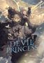 „THE DEVIL PRINCESS“, Band 4. Eine blonde Frau in schwarzem Kleid mit Flügeln und einer Katze auf der Schulter., Buch