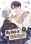 "My Bias is Showing?! Vol. 2, Story by Nabit, Art by Eol." Zwei lächelnde Figuren, eine mit Headset, halten sich zärtlich., Buch