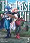 "The Last Elf, vol. 3." Zwei Mädchen, eines mit blauen Haaren und eines mit blonden Haaren, stehen mit einem Besen., Buch