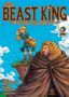 „The Beast King: Master of Medicines". Band 2. Junge mit Tasche und Löwe auf Felsplateau vor blauem Himmel. Manga-Stil., Buch