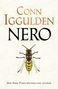 "Conn Iggulden Nero" in großer Schrift, Mosaik einer Wespe darunter. Weißer Hintergrund mit feiner Struktur.