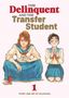 Der Titel lautet "The Delinquent and the Transfer Student". Zwei Schüler in Uniformen sitzen, einer hält ein Getränk., Buch