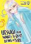„UESUGI-kun wants to quit being a girl“. Eine Illustration mit einem blonden Mädchen und Geschlechtersymbolen auf gelbem Hintergrund., Buch