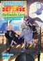 Texte: "EASYGOING TERRITORY DEFENSE by the Optimistic Lord", "Novel 8", "Production Magic..." Illustration: Vier fröhliche Figuren., Buch