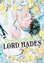 "Don't Hold Back, LORD HADES". Zwei Figuren umarmen sich eng, umgeben von gelben und weißen Blumen. Manga-Stil., Buch