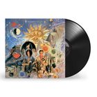„Tears for Fears: The Seeds of Love“. Albumcover: Sonnensymbol, Menschen mit Regenschirmen, bunte Collage. Vinyl-Schallplatte.