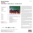 Albumrückseite mit Texten: „Emile Parisien Floating“. Künstler: Yaron Herman, Prabhu Edouard, Linda May Han Oh. Liste der Titel: Seite A hat vier Titel, Seite B fünf. Enthält Beschreibungen und Danksagungen.