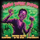 „Mondo Zombie Boogaloo“, „100 Years of Roc“, „The Fleshtones“, „Southern Culture on the Skids“, „Los Straitjackets“. Illustration eines Zombies mit Mikrofon.