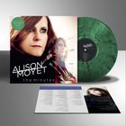 "ALISON MOYET - the minutes" auf einem Albumcover, Foto einer Frau, grüne Vinylplatte, Beiblatt mit Texten.