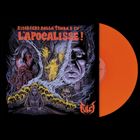 Text: "Risorsero dalla tomba e fu... L'apocalisse!" Rotes Vinyl; unheimliche Gesichter, flammende Schädel; Logo unten rechts.