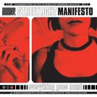 "STREETLIGHT MANIFESTO" oben, "everything goes numb" unten. Illustration in Rot und Schwarz zeigt Teile von Menschen.