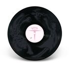 „Verve Records“ auf rosa Label, schwarze Schallplatte mit Illustrationen: Vogel, Kind im Kleid, Tiere.