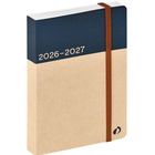 „2026-2027“ auf einer Buchrückseite. Der Einband ist zweifarbig mit elastischem Band und kleinem Logo unten rechts.