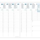 Kalenderwochenplan, Montag (26) bis Sonntag (1), mit Stunden von 8 bis 21 Uhr. Oben internationales Design mit Wochentagen.