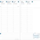 Kalenderseite mit den Tagen 3. bis 9. Januar. Tage sind in mehreren Sprachen dargestellt. Kleines Monatskalender-Layout unten.