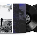 Text "DOMINIQUE A" links oben, "SPIRALES" rechts oben. Schwarz-weiße Landschaft mit einer Person am Strand. Zwei Vinyl-Schallplatten.