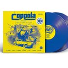 „Coppola Sounds“: Hommage an Francis Ford Coppola, limitierte blaue Vinyl. Illustration mit Auto und Figuren.