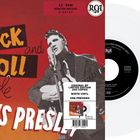 Text: "El Rock and Roll de Elvis Presley", "Original EP Limited Edition 200 Copies White Vinyl One Pressing."  
Illustration eines Sängers mit Gitarre.
