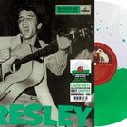"His Master's Voice", "ELVIS PRESLEY" in großen Buchstaben. Schwarz-weißes Bild mit Elvis, der Gitarre spielt.