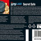 Spy Labs Logo. Texte in mehreren Sprachen zum Geheimnis eines Tresors und Sicherheitswarnungen. Kosmos-Logo.