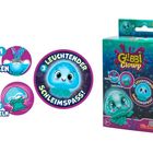 Text: "1. Mixen 2. Schütteln 3. Leuchtender Schleimspaß!" Farbiges Packaging mit leuchtender Schleimfigur.