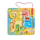 "2", "3", "5", "6". Ein buntes Labyrinthspiel mit Tieren: Giraffe, Löwe, Krokodil, Tiger, Elefant, Zebra.