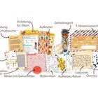 Texte: "Einladung zur Schatzsuche", "Anleitung für Eltern", "Geheimagent", "7 Hinweismumschläge", "Rätsel", "Puzzle".