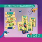 Ein Legespiel für Kinder ab 5 Jahren, 2-4 Spieler, Spieldauer 15 Minuten. Bunte Monster-Illustrationen sind zu sehen.