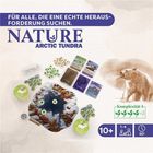 "Für alle, die eine echte Herausforderung suchen. NATURE ARCTIC TUNDRA. Komplexität 4. 10+, 1-4 Spieler, 60 Minuten." Verschiedene Spielkarten, Spielsteine und ein Eisbär.