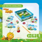 Texte: "EIN ERSTES ANGELSPIEL", "Die Biene Maja". Eine bunte Spielebox mit Blumenmotiv und Biene-Maja-Figuren. Ab 2 Jahren.