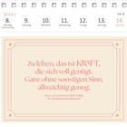 Kalenderseite für März, mit einem Zitat von Emily Dickinson: "Zu leben, das ist KRAFT, die sich voll genügt..."