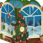 Weihnachtsbaum mit Zahlen: 10, 12, 15, 17, 24. Dahinter Winterlandschaft mit Häschen, Schnee und Sternenhimmel.