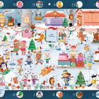 Ein Adventskalender mit Tieren im Schneetreiben. Text: "Hallo, Mäuschen!", "Aufgewacht, Eisbär, es ist Dezember!".