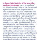 Titel: "HIT THE MOMENT DAS MUSIKALISCHE RATESPIEL". Spiel mit 49 Karten, Songs raten. Wer 10 Punkte sammelt, gewinnt! Musiksymbole.