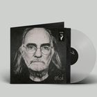Text: "FaUSt" und "Moi". Schallplattenhülle mit Porträt eines älteren Mannes mit Brille und langen Haaren, mit Vinylplatte.