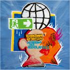 Text: "Perfektomat Retrogott Notausgang des Abendlandes." Illustration mit menschlicher Silhouette, Kopf und Fluchtweg-Symbol.