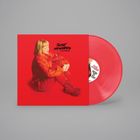 „TWIST MY WORDS“ oben in schwarzer Schrift. Eine Person in roter Kleidung auf einem roten Albumcover mit rotem Vinyl.