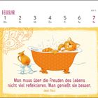 "Man muss über die Freuden des Lebens nicht viel reflektieren. Man genießt sie besser." Illustration: Katze in Badewanne.