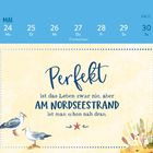Kalender vom 24. bis 30. Mai, mit Text: "Perfekt ist das Leben zwar nie, aber am Nordseestrand ist man schon nah dran." Zwei Möwen und maritime Deko.